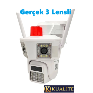 3 Kameralı 9mp Okam 3033 Wıfı Ptz Kamera Geniş Aç Güvenlik Kamerası