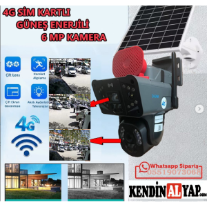 Sim Kartlı 4G Solar PTZ Dual Lens Panaromik Sirenl..