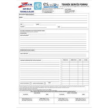  O-kam Ztech Teknik Servis Formu