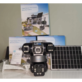 3 Kameralı Solar Wifi Kablosuz İnternet ile Çalışan Güneş Enerjili 3 Lensli Gece Görüşlü Güvenlik Kamerası o-kam 6040