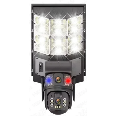 Güneş Enerjili Sokak Bahçe Led aydınlatmalı Solar Güneş Panelli Wifi Kablosuz Çift Kameralı Güvenlik Kamerası