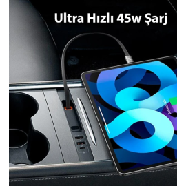 Tesla Juniper Baseus T-Space Tesla Model Y için 45W Hub Yerleştirme İstasyonu ve Araç içi Şarj Cihazı